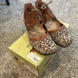 Naot Leopard Print Flats with Brown Accents